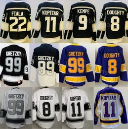 Ice Hockey Reverse Retro 9 Adrian Kempe Jersey Man 99 Wayne Gretzky 8 Drew Doughty 11 Anze Kopitar 22 Kevin Fiala Stadium Series Stitching Purple Black White Sale