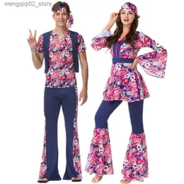 Theme Costume Retro 60s 70s Hippie Cosplay Carnival Halloween Come for Men Women Fancy Disguise Clothing Party Hippie Rock Disco Night Club Q231010