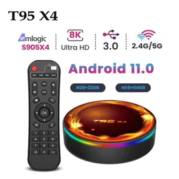 T95 X4 Android 11 Smart TV Box Amlogic S905X4 8K 4K 3D Dual WiFi BT4.0 4GB RAM 32G 64GB ROM USB3.0 VS H96 MAX X4 X96 X4