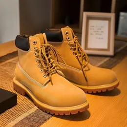 Sapatos masculinos casuais ao ar livre sapatos cowboy clássico 6 polegadas premium impermeável martin botas de couro de alta qualidade bota homens mulheres trigo chukka botas triplo branco