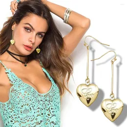 Dangle Earrings RechicGu Gold Colour Love Heart Ear Pendant Charm Bridal Wedding Women Fashion Jewelry Accessory Friendship Gift