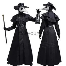 Tema Traje Halloween Medieval Com Capuz Robe Plague Doctor Costume Máscara Chapéu para Homens Monge Cosplay Steampunk Priest Horror Wizard Capa 5XL x1010