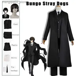 Tema kostym dazai osamu cosplay bungo stray dogs kom come jaket panjang mantel jas dewasa pria anime halloween Kom pakaian natal q240307