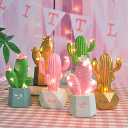 Decorações de Natal LED Cactus Night Light Resina Cute Table Lamp Bebê Crianças Quarto Decoração de Casa Iluminação Artesanato Aniversário Presente de Natal 231010