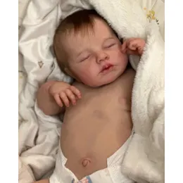 49 cm Reborn Baby Doll Loulou śpi miękka przyludnia ciało realistyczna skóra 3D z widocznymi żyłami ręcznie robionymi urodzinowymi prezentami dla dzieci