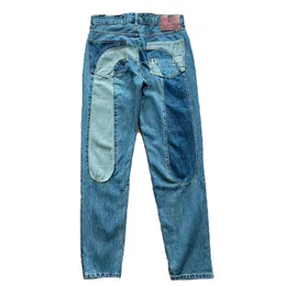 Jeans Mens pants jeans Mshaped embroidery straight tube wide leg pants Long edge street casual EV jeans Men's high street hiphop stree