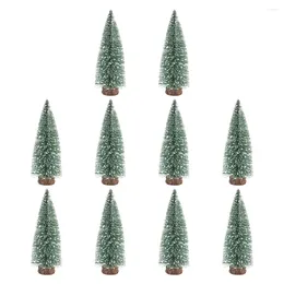 Dekoracje świąteczne 10pcs 50 cm drzewa z drewnianą bazą miniaturową sosnową sosnową sisal śnieg pokryty sosnami do wystroju stołowego