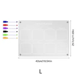 Kylmagneter akrylmagnetisk veckokalender för kylskivan återanvändbar planerare med 6 st whiteboard markör 231010