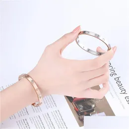 Bangle Luxury Oval Bangle Female Stainless Steel Screwdriver Couple Bracelet Mens Fashion Jewelry Valentine Day Gift For Girlfriend Ac Dh1Xu