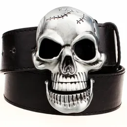 Other Fashion Accessories Cool Big Skull Face Heavy Metal Buckle Belt Men Skeleton Head Rock Aand Roll Style Punk Perform Clothing Accessories 231011