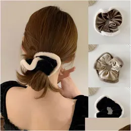 Hair Accessories Veet Large Intestine Hair Ring Loop Fur Scrunchies Plush Elastic Bands Headdress Elegant Ponytail Accessory Headwear Dhfy4