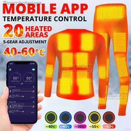 Roupa íntima térmica masculina 20 áreas inverno aquecido conjunto de roupa interior térmica feminina skiwear aquecimento roupa interior usb telefone inteligente masculino controle app esqui quente campingL231011