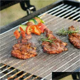 Accessori per barbecue Tappetino in rete antiaderente per griglia riutilizzabile facile da pulire per gas elettrico carbone Dsd666 consegna a goccia giardino domestico Pati Otsbk