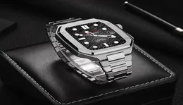 Caixa luxuosa de pulseira de aço inoxidável para Apple Watch Band Modificação 45mm 44mm 41mm Metal Mod Kit Set para IWatch Series 7 6 SE 5 4 5439418