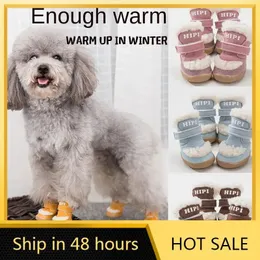 Haustier-Schutzschuhe, warme Schneeschuhe für Hunde, wasserdichte Stiefel, gepolsterte Winterstiefel für kleine Hunde, warme, atmungsaktive Haustier-Schuhüberzüge, Set mit 4 Pfotenschutzschuhen 231011
