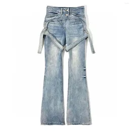 Women's Jeans Fashion Classic Trendy Luxury Design Punk Y2K Mid midjeband Flare Pants Female C5