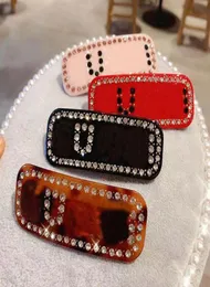 Diamond Hair Clips Designer Letters Crystal Hairpins Girl Rhinestone Barrette 4 Colors307Y5633548