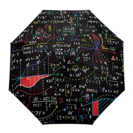 傘数学のフォーミュラチャートプリント女性男性雨傘3折りたたみ式の女の子耐久性ポータブルマニュアルギフトパラソル231010
