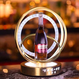 Anel brilhante champanhe bar vinho suporte de exibição de vinho tinto suporte de vinho vip garrafa glorificador display rack led garrafa apresentador