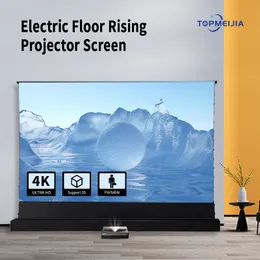 100 Inch Electric Tab-Tension Floor Rising ALR Projector Screen T-prism Motorized Projection Screen for UST Projector 4k