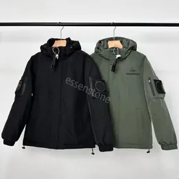 Designer-Jacken mit Steintaschen, Inseljacke, Reißverschluss, Abzeichen, Windjacke, Stickerei, Baumwolle, Plus-Mantel, wasserdichter Outdoor-Anzug mit Kapuze für Paare, asiatische Größe S-5XL