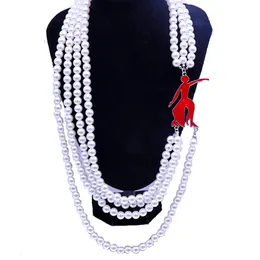 Chokers Quality Handmade Four Layers Imitation Pearl Choker Statement Greek Letters College SOROR Delta Red Fortitude Lady Necklaces 231010