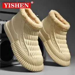 Bot yishen erkekler bot moda trend kış sıcak peluş pamuk ayakkabı erkekler için su geçirmez kar botları botas para hombre artı boyut 39-46 q231012