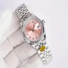 Linda 26mm moda rosd ouro senhoras vestido relógios safira mecânica automática relógio feminino pulseira de aço inoxidável da239o