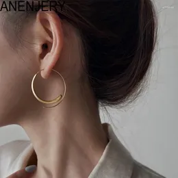 Hoop örhängen anenjery stor cirkel för kvinnor retro trendig avancerad matt guld färg temperament smycken tillbehör brincos