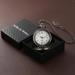 Pocket Watches Keller & Weber Quartz Watch Retro Clock With Box Arabic Numeral Dial Gift For Men Women