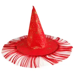 2023 New Halloween Hat Adult Earmuffs 코스프레 마녀 모자 액세서리 마법 마법사 모자 할로윈 테마 복장 직물 재료 메쉬 마녀 모자 장식