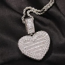 Personalizzato Po di grandi dimensioni può aprire la collana con ciondolo a cuore uomo donna Hip Hop Bling ghiacciato gioielli con retro solido per Gift266Z