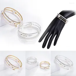 Bangle Charming Multi Layered Pearl Crystal Rhinestone Bracelet For Women Summer Korean Fashion Personality Zircon Jewelry Gifts