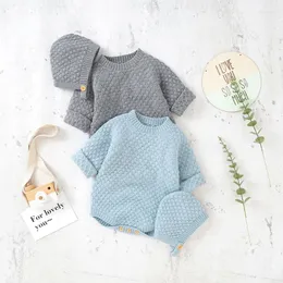 Armatürler Bebek Bodysuits Uzun Kollu Doğum Netural Sıcak Örgü Onesie Tulunma Şapkalar Kostümler Sonbahar Kış Bebek Erkek Kız Kıyafetleri 0-18m