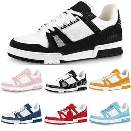 2023 Men Sneakers Virgil Trainer Running Shoes Black White Pink Casual Fashion Low Shoe Platform Leather Designer Rubber Outdoor Walking Eur 36-45 A12