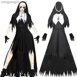 Tema kostym halloween nun come for women 4-pcs mor cosplay klänning skrämmande nunna outfit präst klä upp fest roll play cosplay t231011