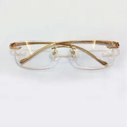 0061 Gold Rimless Eyeglasses Frame Clear Lens Optical Glasses Frames Fashion Sunglasses Frames for Men with Box1884