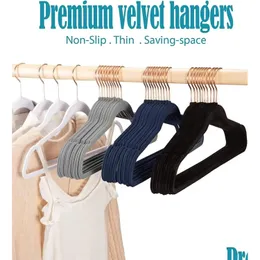 Party Favor Veet Hangers 50 Pack Feel Non Slip for Coat Clothing Stojaki QH44 Dom Garden Extive Party Materiały imprezowe zapasy imprezy Dhgfw