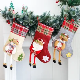 Juldekorationer strumpor 1 datorer 2023 Festlig Patrty Candy Gift förvaringspåsar hängande Xmas för dekoration