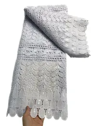 Corda bordada leite seda 5 jardas cordão branco renda lantejoulas guipure tecido de malha vestido feminino africano festa de casamento costura artesanato moderno senhora nigeriana de alta qualidade KY-0046