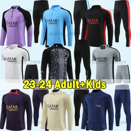 23 24 مسارات للرجال دعوى تدريب على كرة القدم 2023 2024 PSGES MAILOT Jerseys Mbappe سترة كاملة للبالغين و Kids Men Men Menships Paris Soccer Short Sets Sets