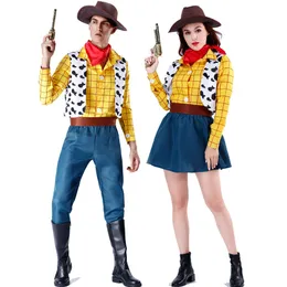 Vuxen cowboy cosplay kostymer jeans party maskerad pojke kvinna vild väster fancy cowgirl väst cap scarf kläder