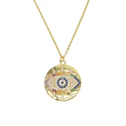 Boho 2019 Trendy Gold Classic Classic Turkish Evil Eye Eye Pendant Necklace for Girl 포장 작은 화려한 무지개 CZ 세련된 여성 보석 Gifts277y