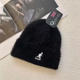 Kangol Trendy Kangaroo 니트 여자 모직 플러시 따뜻한 가을과 겨울 새 차가운 슈퍼 불 모자