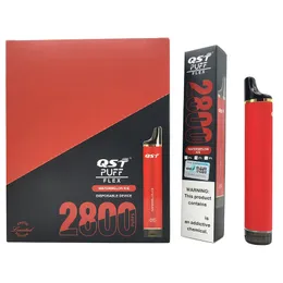 Origina 100% QST 2800 puffs elektroniska cigaretter 850 mAh Förfylld enhet engångsvapen auktoriserade 28 färger