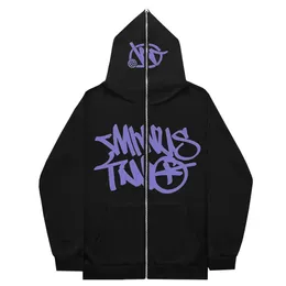 Hoodies Mens Sweatshirts Gothic Minus Two Ins High Street Y2k Unisex Inner Fleece Sweatshirt Fulll Zipper Oversized Womens Streetwear Coat 624 824 55578