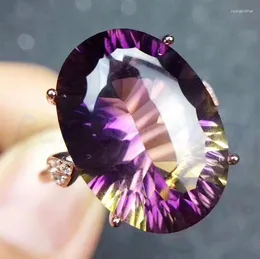 Cluster Rings Ametrine Ring 925 Sterling Silver Fine Jewelry 12 16mm 9,8ct Gemstone Handworked Women #JC18073108