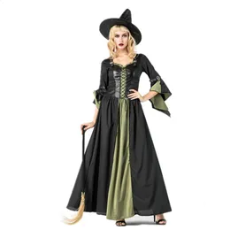 هالوين البالغات الكبار الساحرة Cosplay Compary Party Party Vampire Black Long Dress Comple