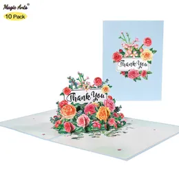 Kartki z życzeniami 10 PAKIEŃ DZIĘKUJĘ KARTA ZA DAKA BIZNESU Święto Dziękczynienia 3D Pop -Up Fathers Mothers 231011