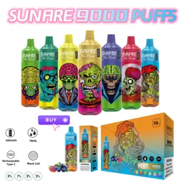 Sunfire Vape 9000 E Сигарета 12K Puff Vapes Ondayable Puff 9000 Tornado 9K Puffs Bar Rechargeable 0% 2% 3% 5%.